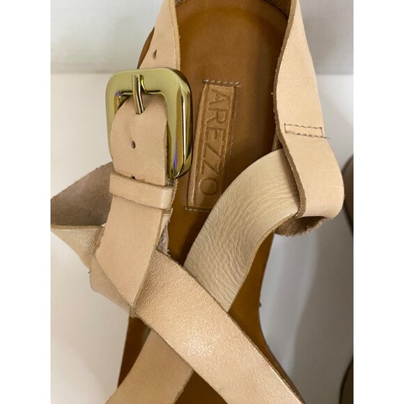 Arezzo Brazilian Studded Platform Wedges Women EU 39 US 8 Leather Strappy Sandal - Picture 12 of 14